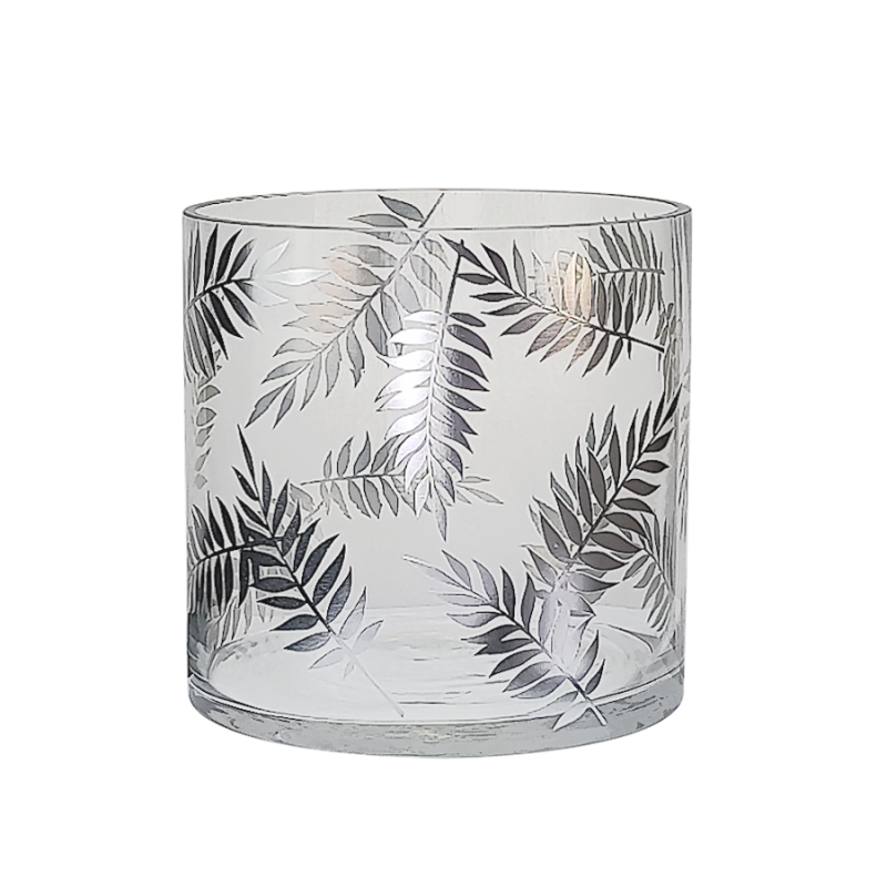 Photophore jungle argenté en verre  | Deco-Delight.com
