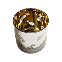 Photophore motif ananas doré en verre  | Deco-Delight.com