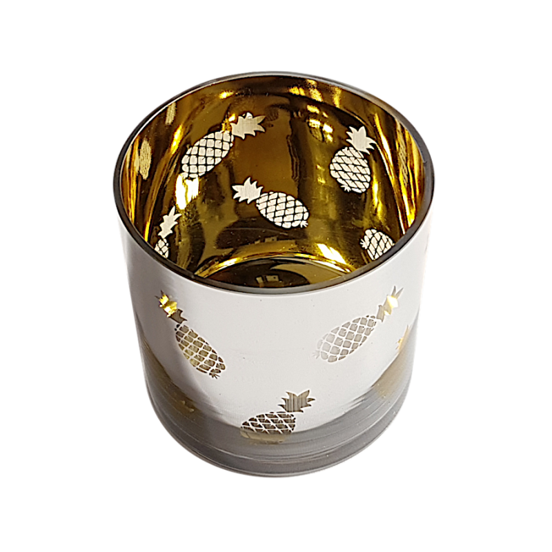 Photophore motif ananas doré en verre  | Deco-Delight.com