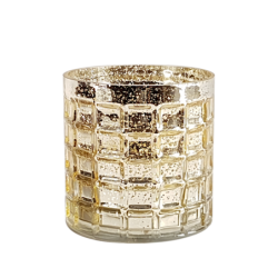 Photophore gaufre doré en verre texturé  | Deco-Delight.com