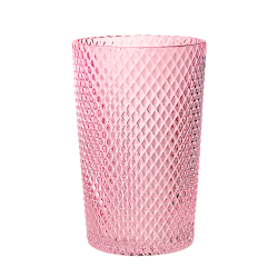 Vase rose relief diamant en verre  | Deco-Delight.com