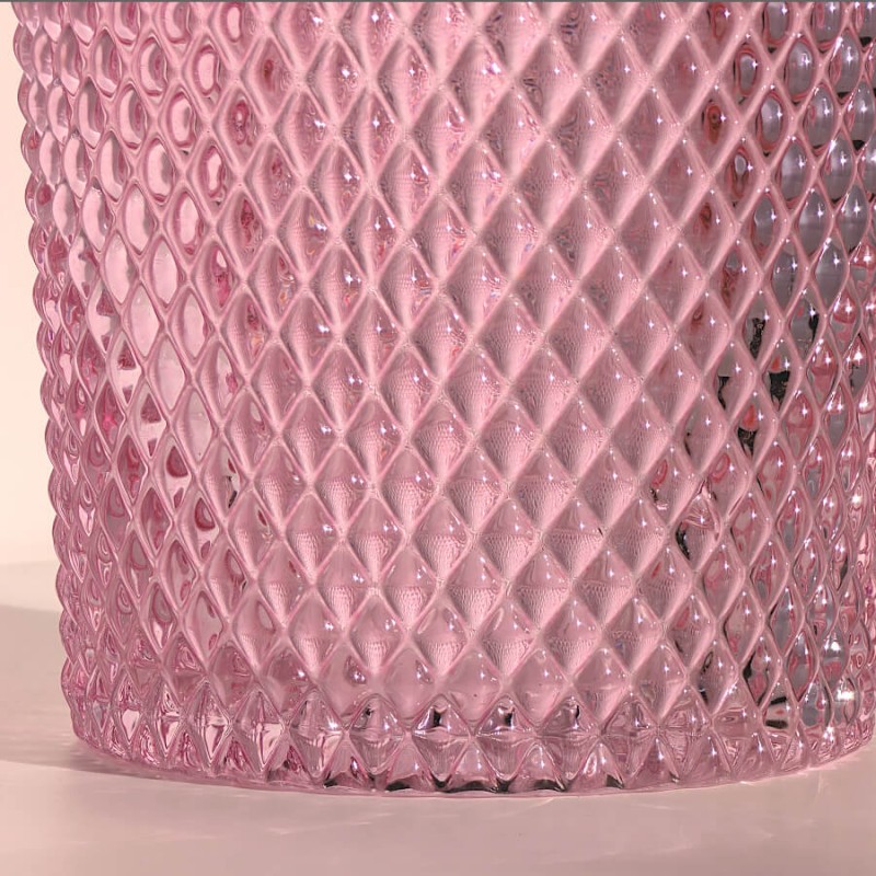 Vase rose relief diamant en verre  | Deco-Delight.com