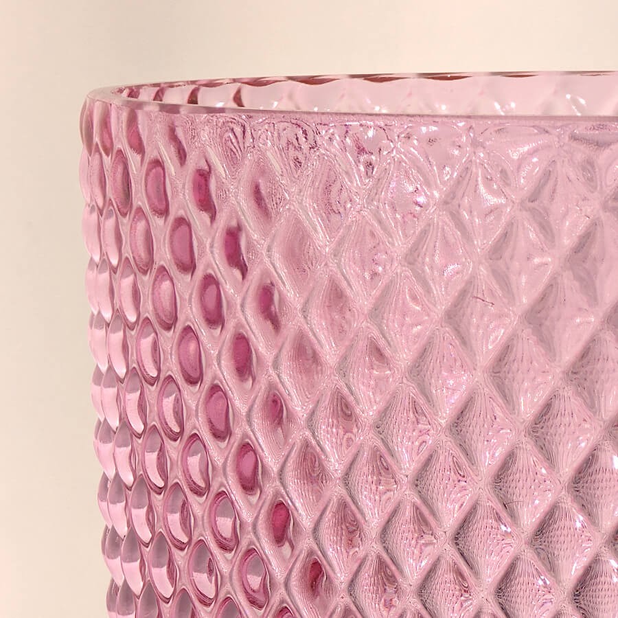 Vase rose relief diamant en verre  | Deco-Delight.com