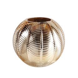 Photophore rond doré en verre raffiné  | Deco-Delight.com