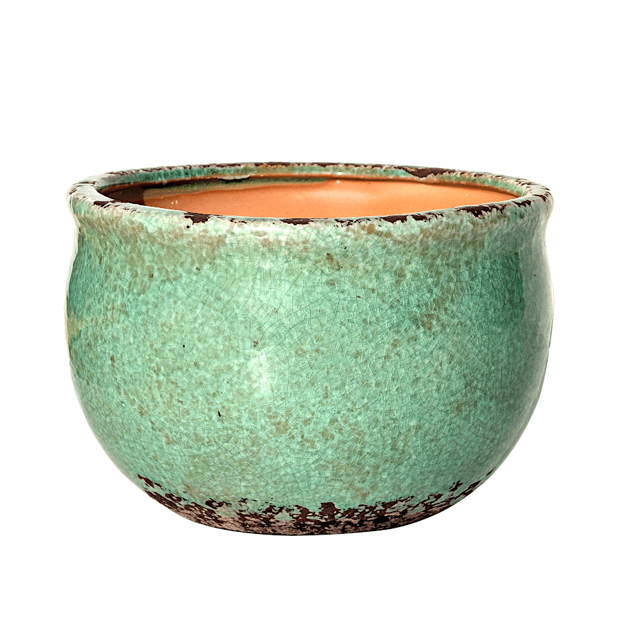 Cache-pot vert d’eau céramique H12 cm | Deco-Delight.com