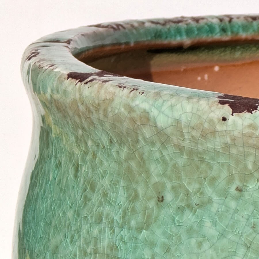 Cache-pot vert d’eau céramique H12 cm | Deco-Delight.com