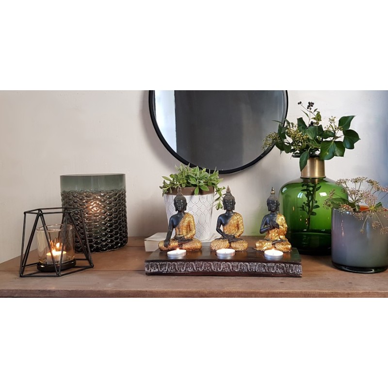 Photophore grillage gris alvéolé en verre  | Deco-Delight.com