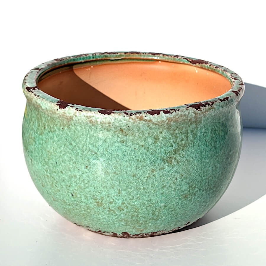 Cache-pot vert d’eau céramique H12 cm | Deco-Delight.com