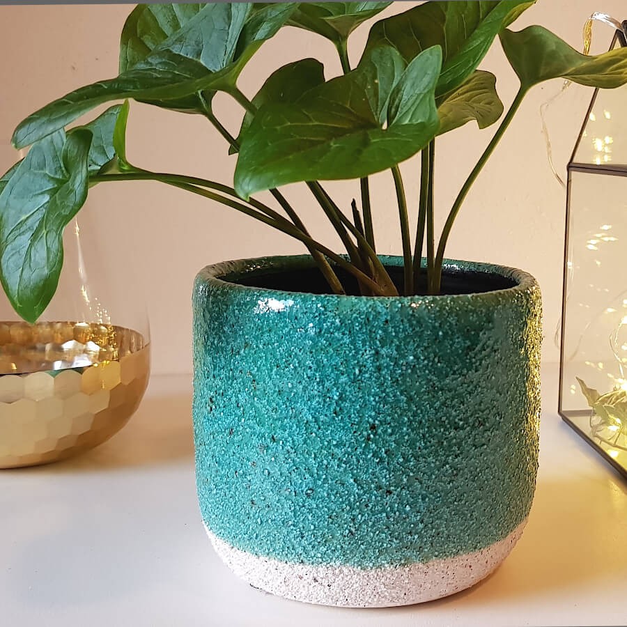 Cache-Pot Turquoise en Céramique à Grain Épais H11,5 cm | Deco-Delight