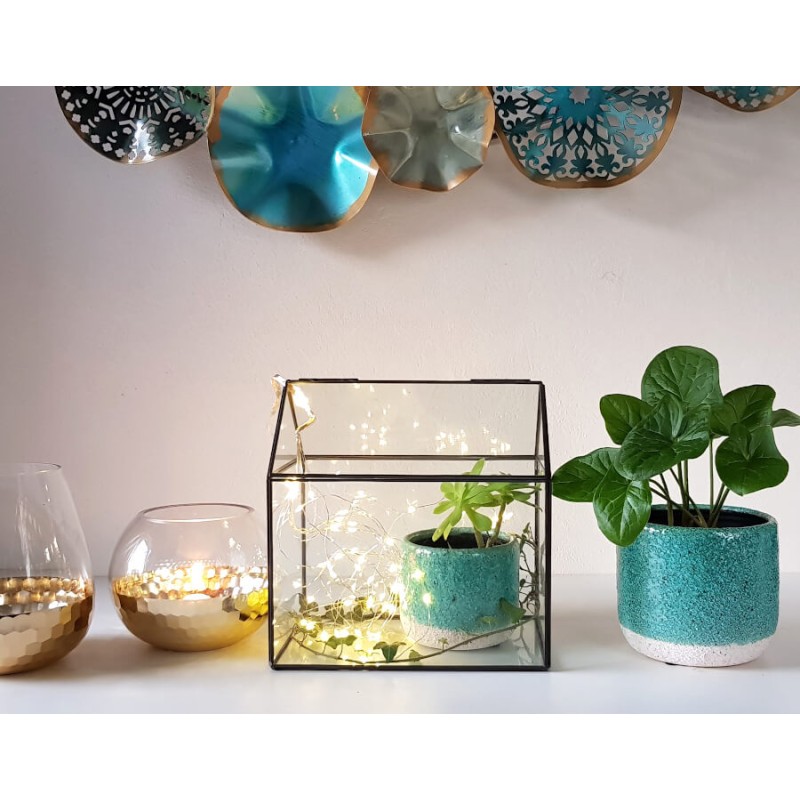 Cache-Pot Turquoise en Céramique à Grain Épais H11,5 cm | Deco-Delight