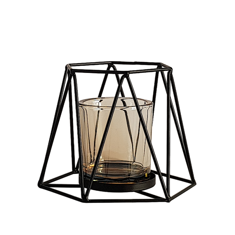 Photophore hexagonal en métal noir  | Deco-Delight.com