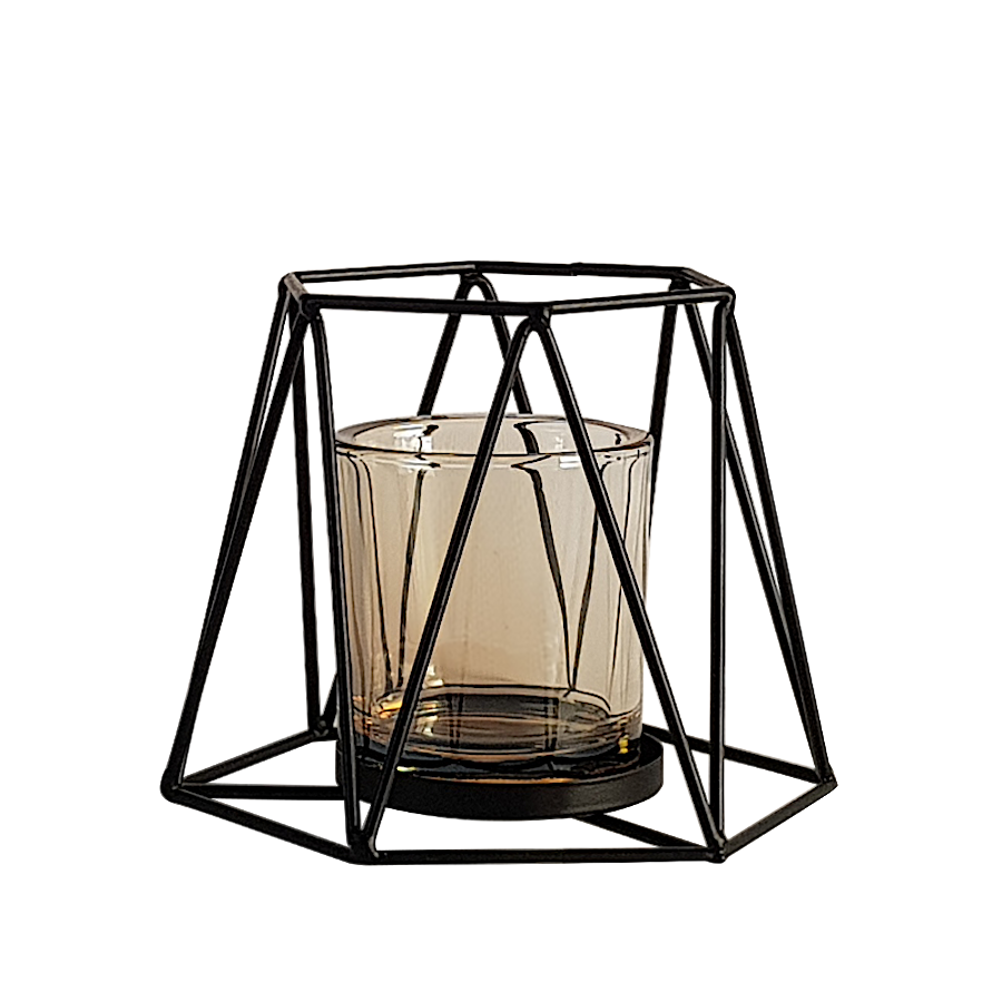 Photophore hexagonal en métal noir | Deco-Delight.com Photophore hexagonal en métal noir | Deco-Delight.com