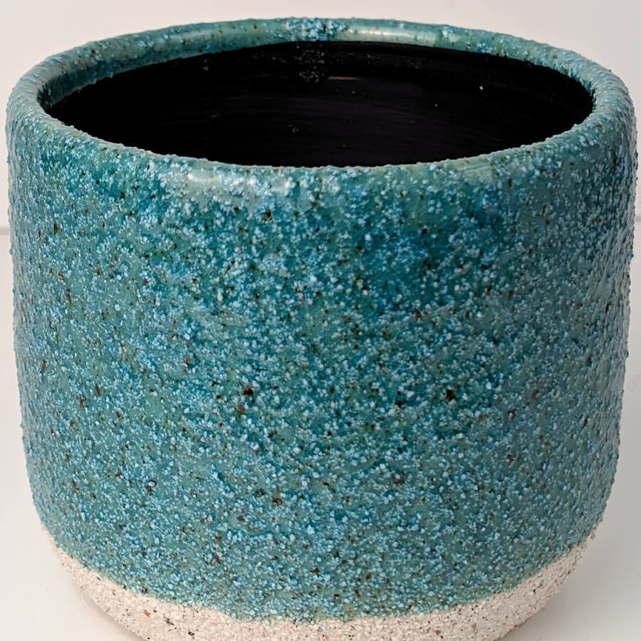Cache-Pot Turquoise en Céramique à Grain Épais H11,5 cm | Deco-Delight