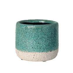 Cache-pot céramique bleu menthe, effet sablé gros grain | Deco-Delight