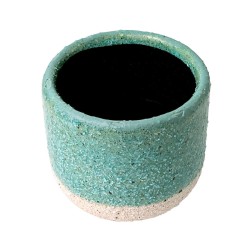 Cache-pot céramique bleu menthe, effet sablé gros grain | Deco-Delight
