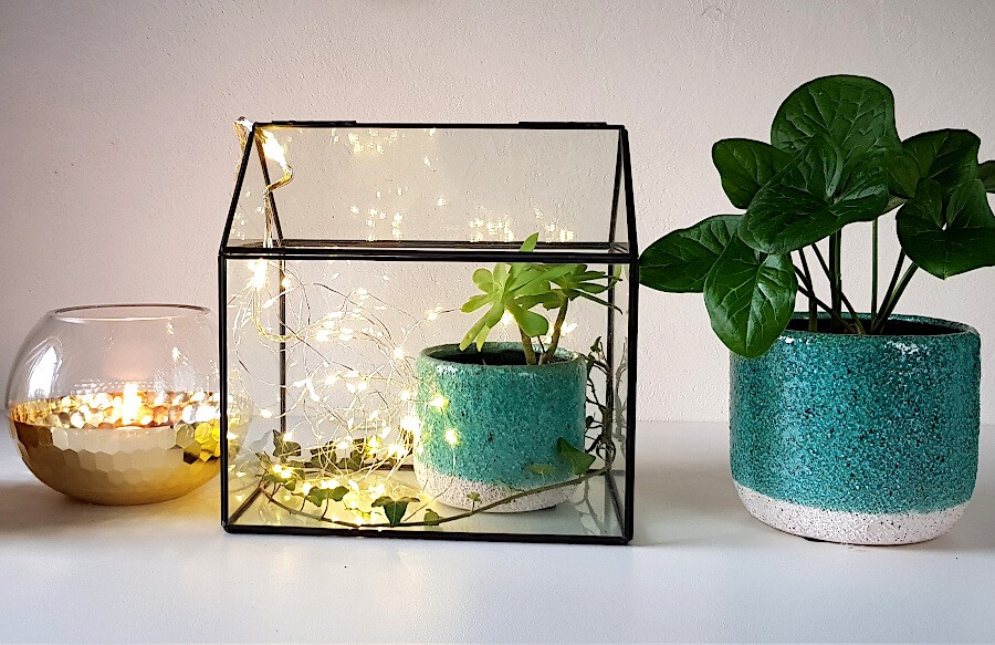 Cache-pot céramique bleu menthe, effet sablé gros grain | Deco-Delight