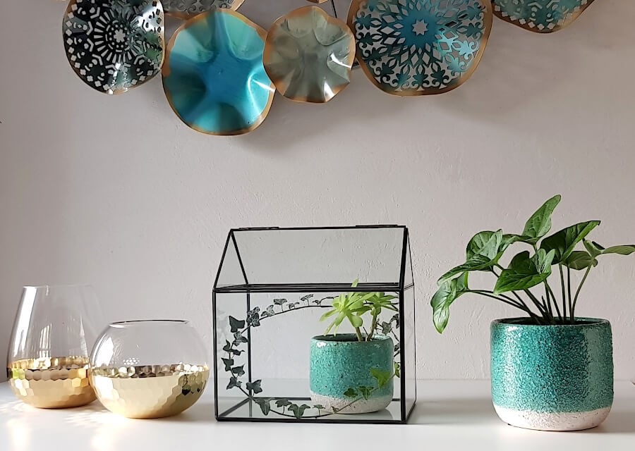 Cache-pot céramique bleu menthe, effet sablé gros grain | Deco-Delight