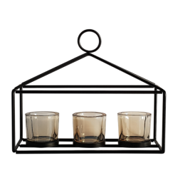 Photophore métal noir 3 bougeoirs  | Deco-Delight.com