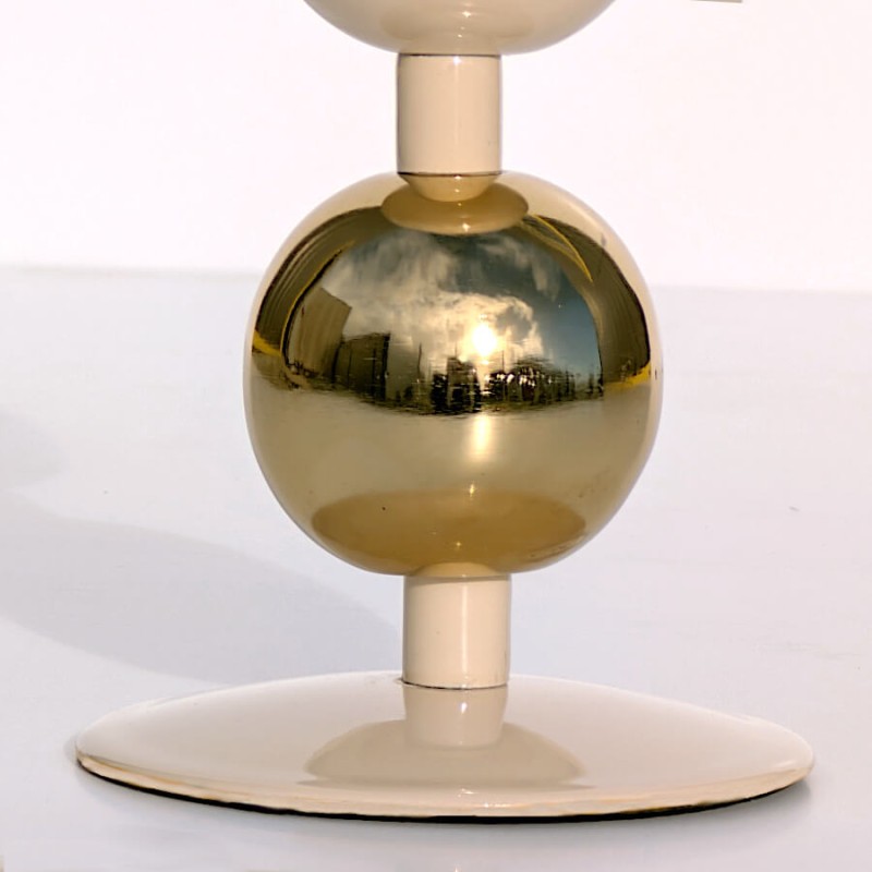 Bougeoir en métal crème & or H18 cm Style Art Déco | Deco-Delight.com