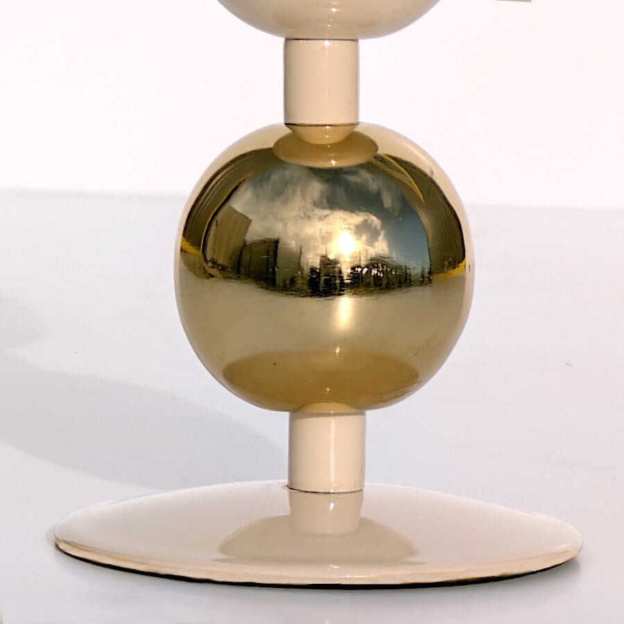 Bougeoir en métal crème & or H18 cm Style Art Déco | Deco-Delight.com