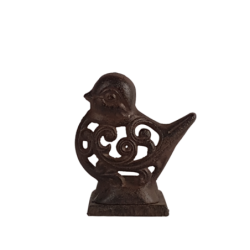 Bougeoir oiseau en fonte brun foncé  | Deco-Delight.com