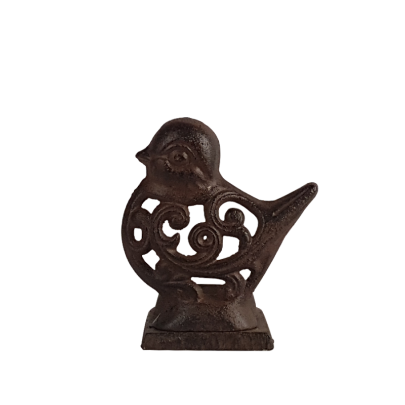 Bougeoir oiseau en fonte brun foncé  | Deco-Delight.com