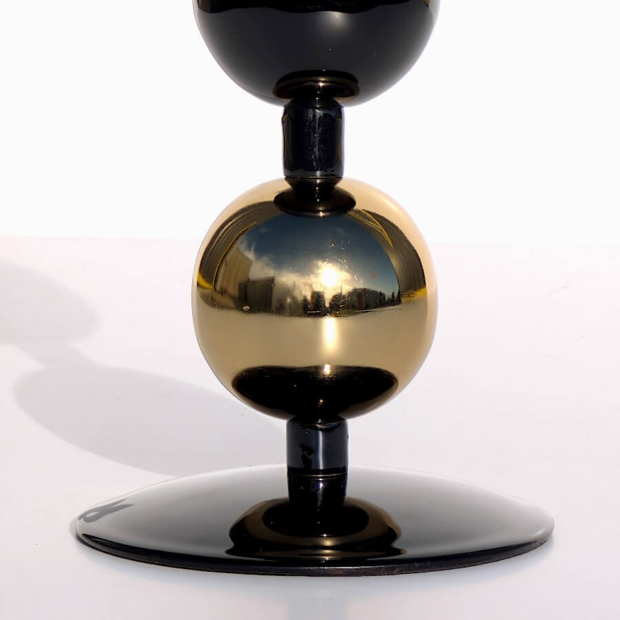 Bougeoir métal Noir & or H25 cm | Élégance Art Déco | Deco-Delight.com