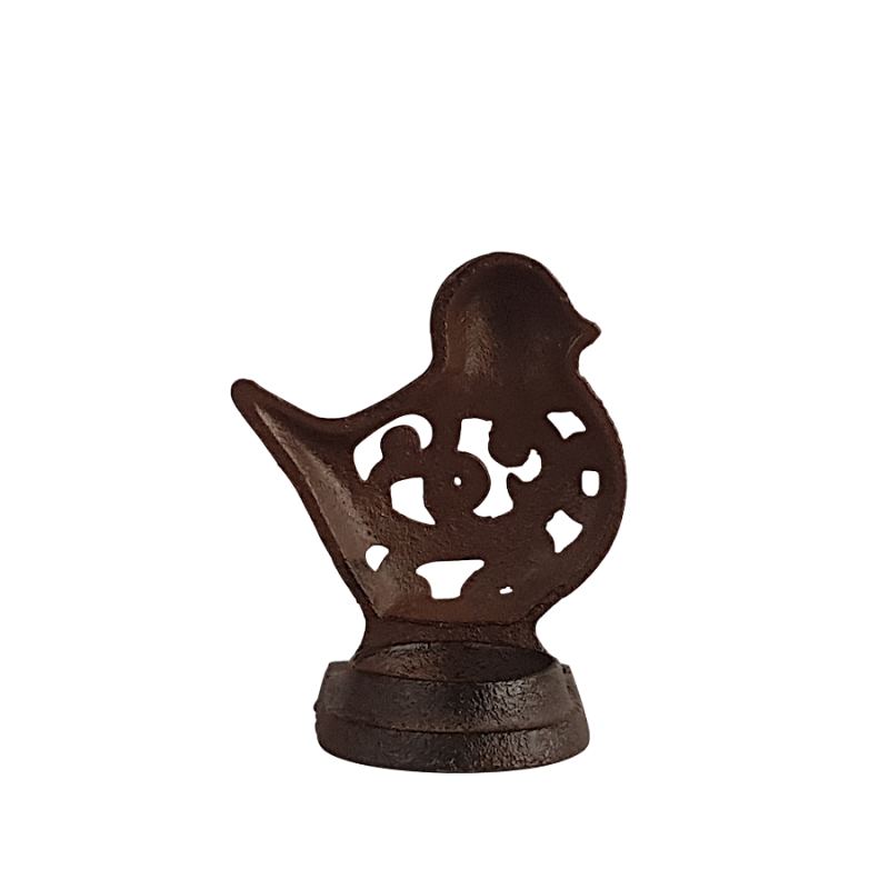 Bougeoir oiseau en fonte brun foncé  | Deco-Delight.com