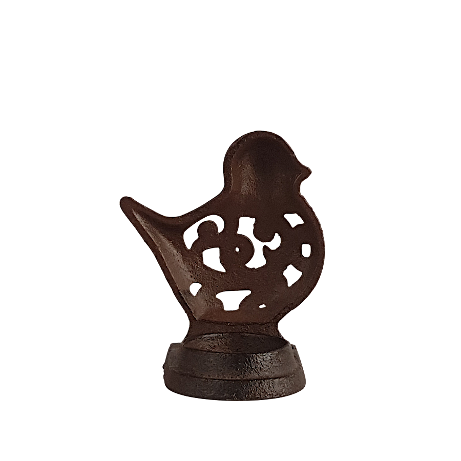 Bougeoir oiseau en fonte brun foncé  | Deco-Delight.com