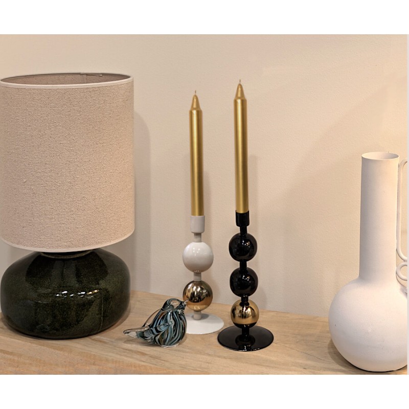 Bougeoir métal Noir & or H25 cm | Élégance Art Déco | Deco-Delight.com