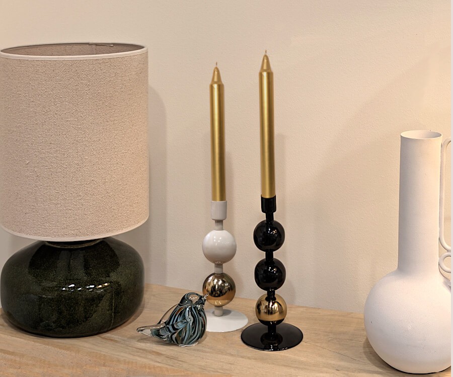 Bougeoir métal Noir & or H25 cm | Élégance Art Déco | Deco-Delight.com