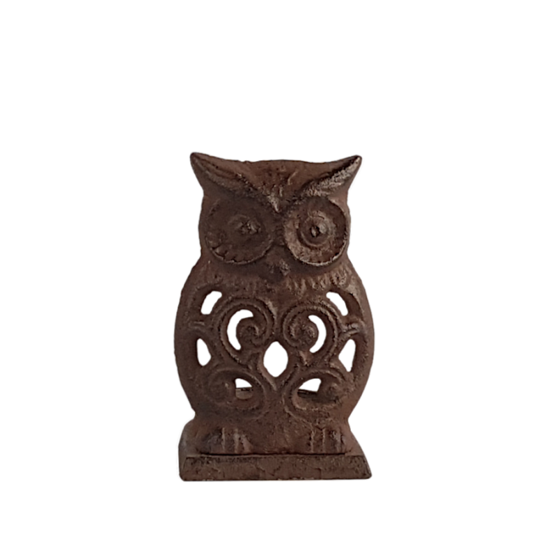 Bougeoir hibou en fonte brun foncé  | Deco-Delight.com Bougeoir hibou en fonte brun foncé  | Deco-Delight.com