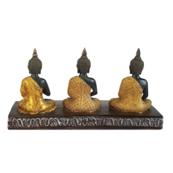 Statue 3 Bouddhas avec porte-bougies  | Deco-Delight.com