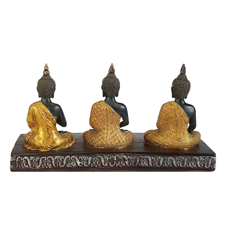 Statue 3 Bouddhas avec porte-bougies  | Deco-Delight.com
