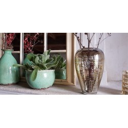 Vase lignes argentées et dorées en verre  | Deco-Delight.com