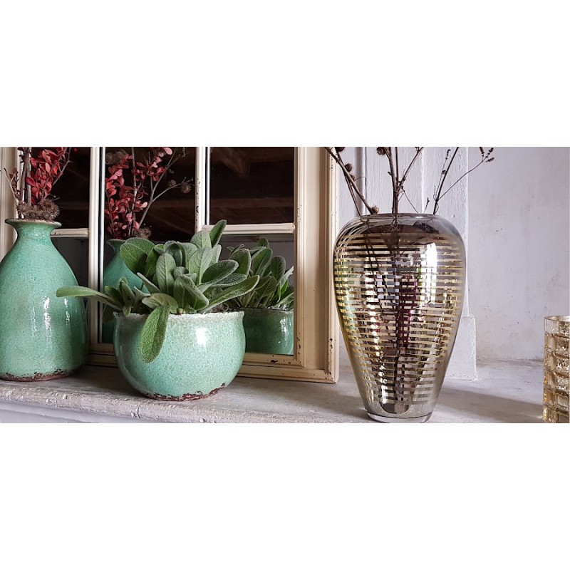 Vase lignes argentées et dorées en verre  | Deco-Delight.com Vase lignes argentées et dorées en verre  | Deco-Delight.com