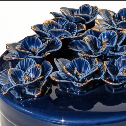 Boîte à Bijoux en Porcelaine Bleu Nuit à Fleurs Dorées | Deco-Delight