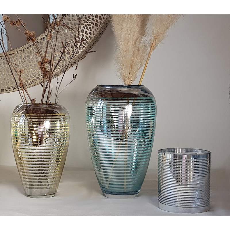 Vase lignes argentées et dorées en verre  | Deco-Delight.com Vase lignes argentées et dorées en verre  | Deco-Delight.com