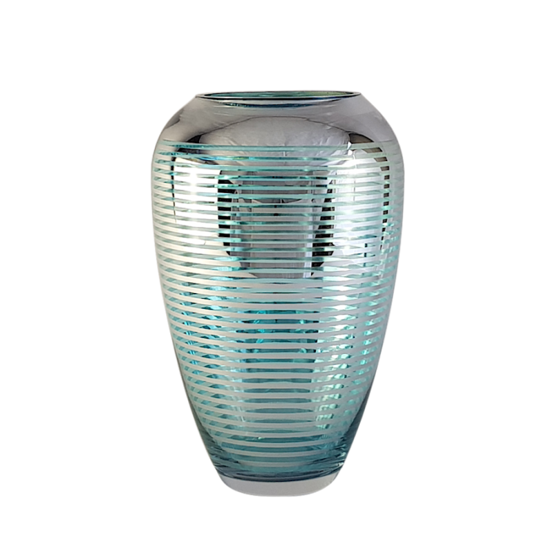 Vase lignes turquoises et argentées  | Deco-Delight.com Vase lignes turquoises et argentées  | Deco-Delight.com