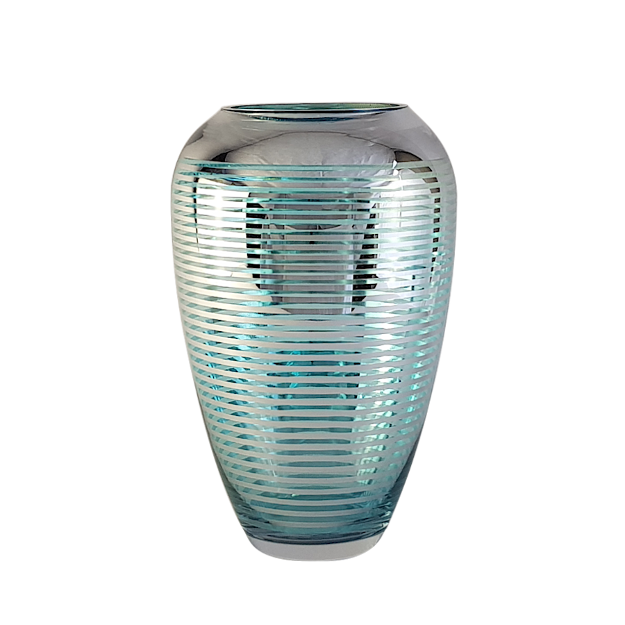 Vase lignes turquoises et argentées | Deco-Delight.com Vase lignes turquoises et argentées | Deco-Delight.com