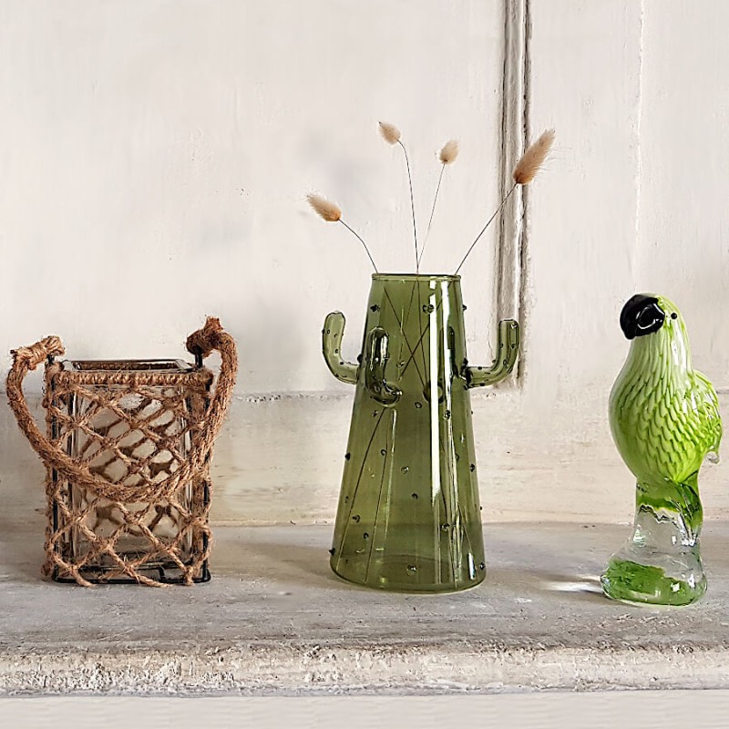 Vase cactus en verre vert original  | Deco-Delight.com