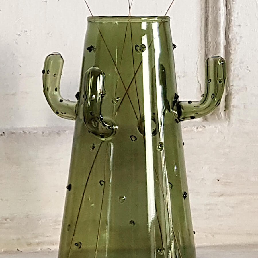 Vase cactus en verre vert original  | Deco-Delight.com