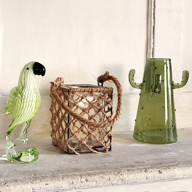 Vase cactus en verre vert original  | Deco-Delight.com