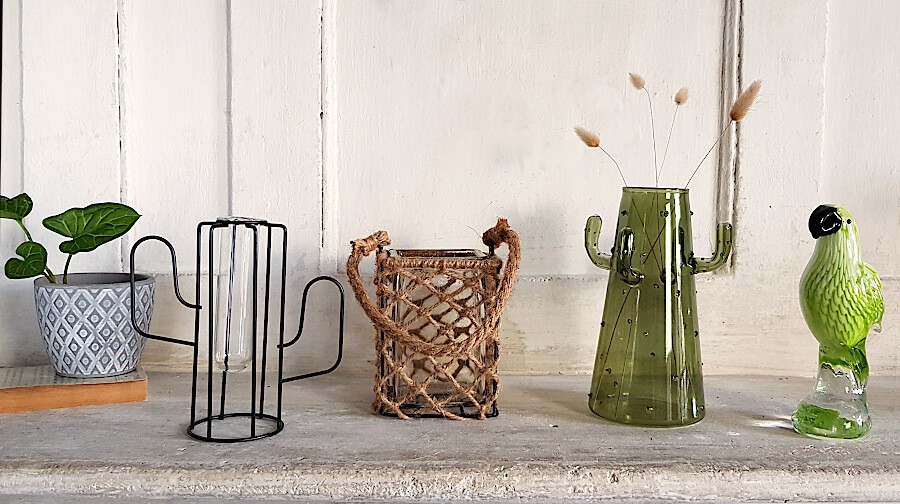 Vase cactus en verre vert original  | Deco-Delight.com