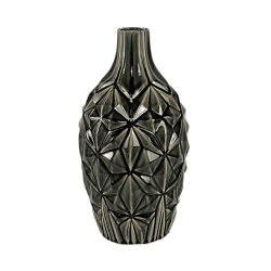 Vase géométrique craquelé gris H35  | Deco-Delight.com