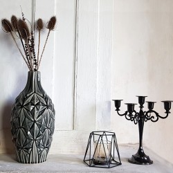 Vase géométrique craquelé gris H35  | Deco-Delight.com