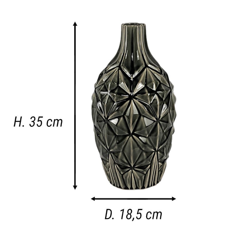 Vase géométrique craquelé gris H35  | Deco-Delight.com