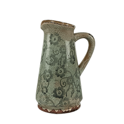 Vase pichet gris motifs floraux H23 cm | Deco-Delight.com