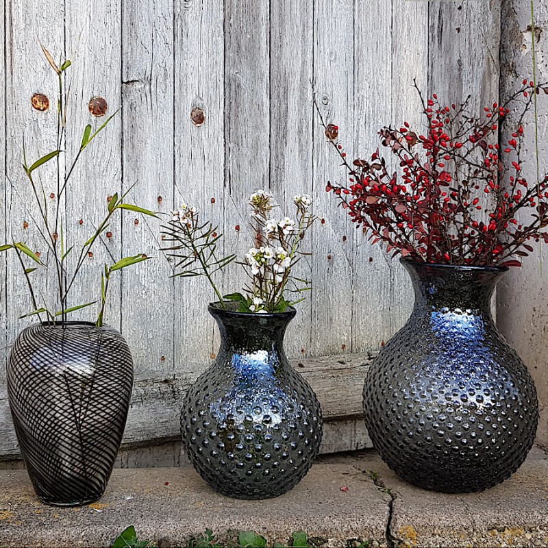 Vase en verre à croisillons noirs H19 cm | Deco-Delight.com
