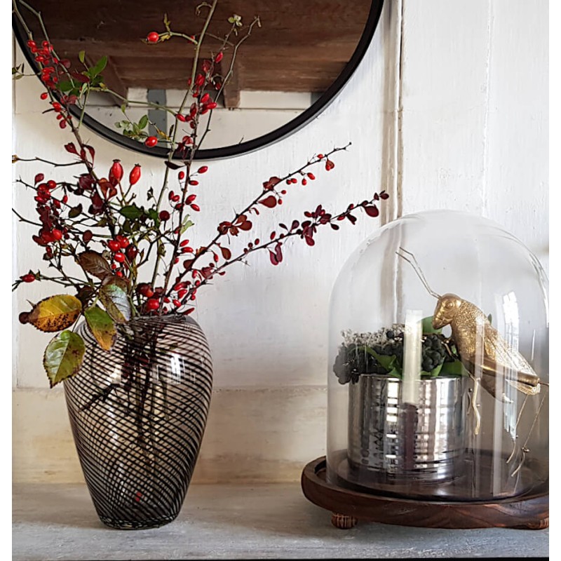 Vase en verre à croisillons noirs H19 cm | Deco-Delight.com